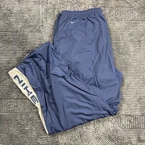 Nike Vintage Track Pants XXL Blue White Swoosh Logo Zip Pockets Lined 90s